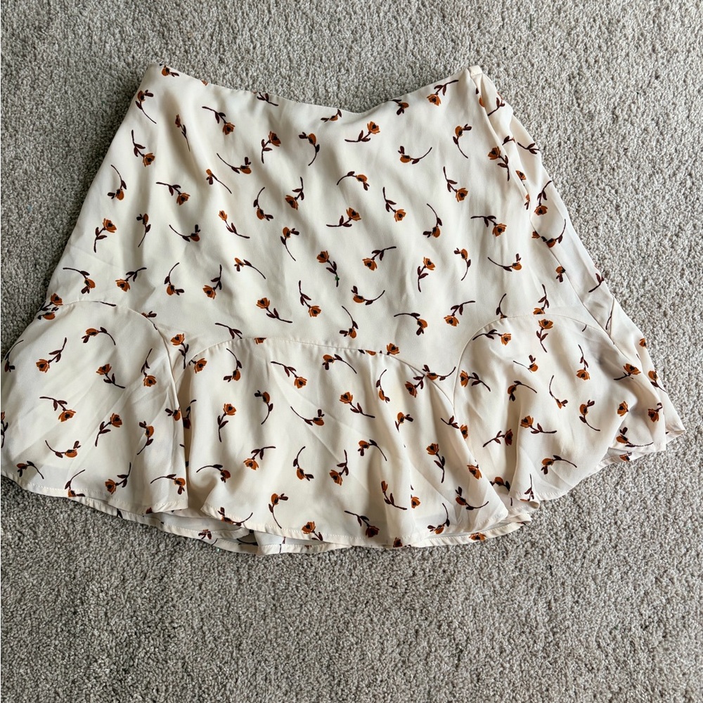 Floral Cream Ruffle Skirt